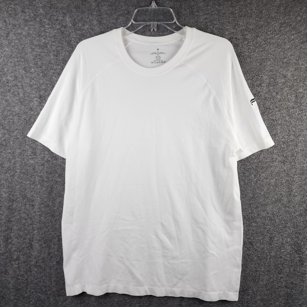 Fabletics T-Shirt Mens XL Activewear White Short Sleeve Raglan Performance EUC